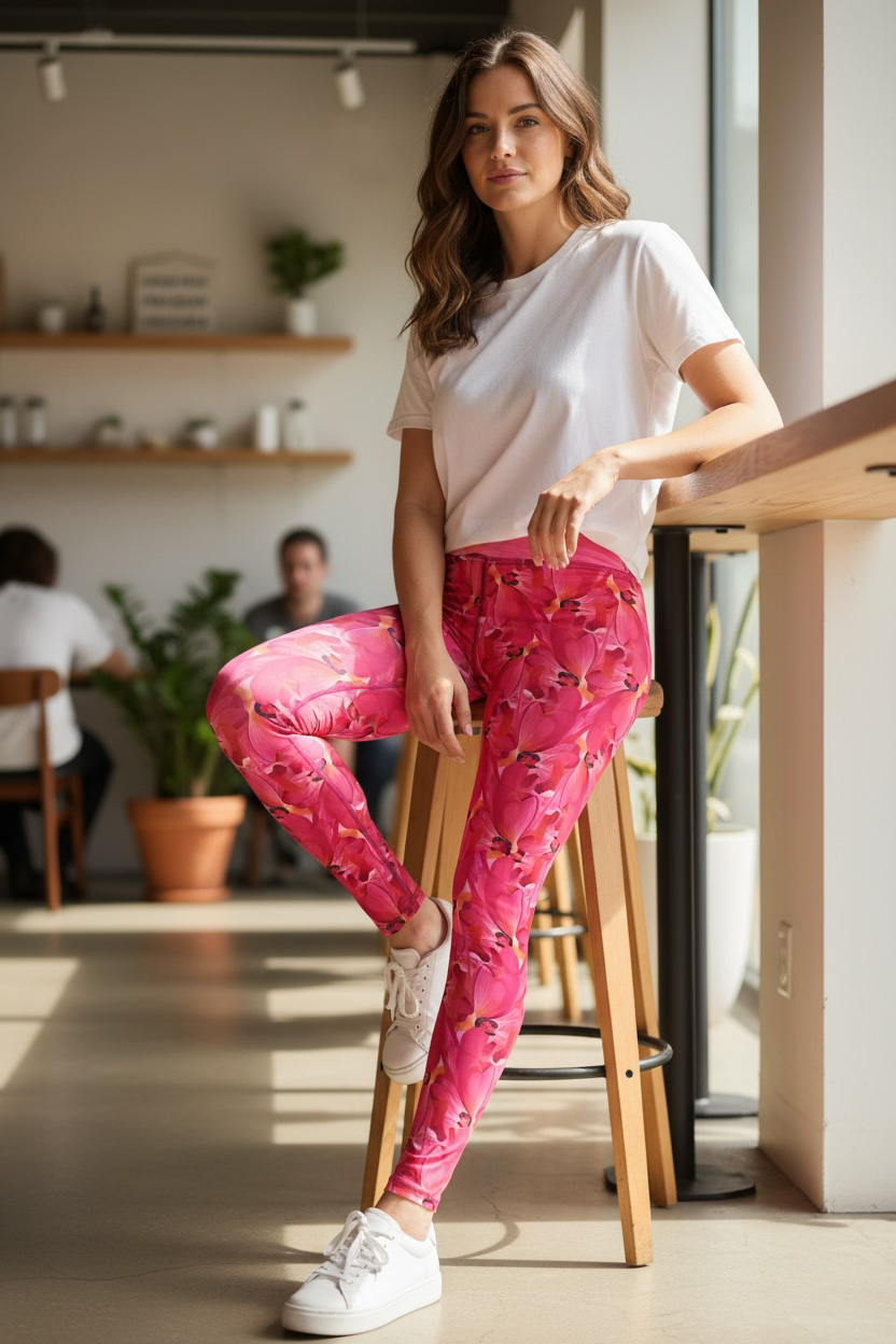 Pink Tulip Yoga Leggings