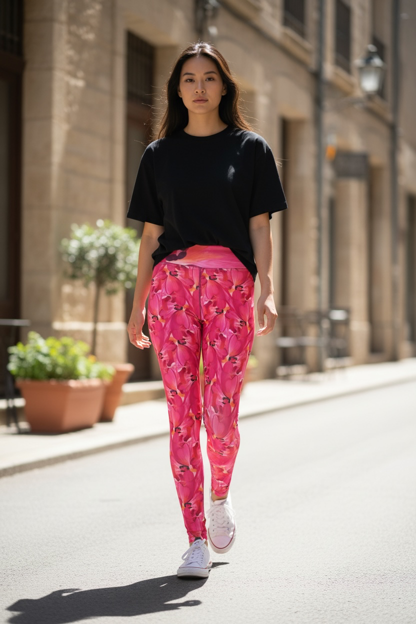 Pink Tulip Yoga Leggings