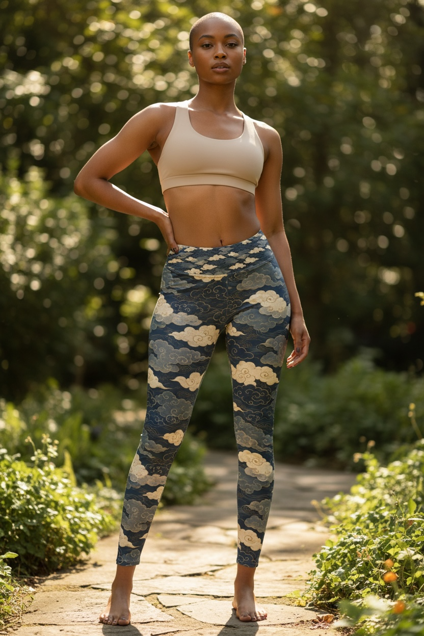 Japanese Kumo Clouds Yoga Leggings