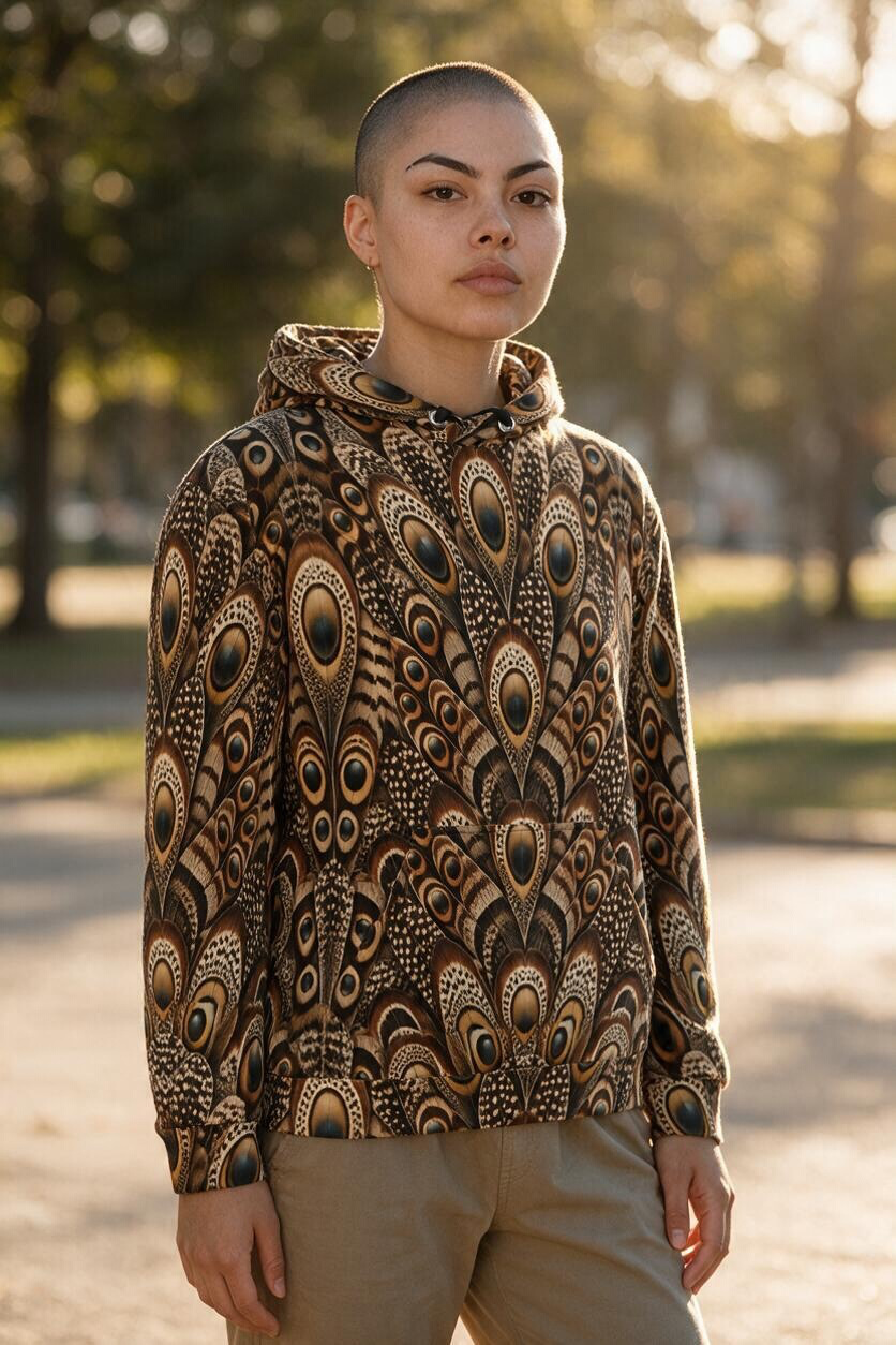 Great Argus Pheasant Feather Hoodie | Nature’s Original Camouflage