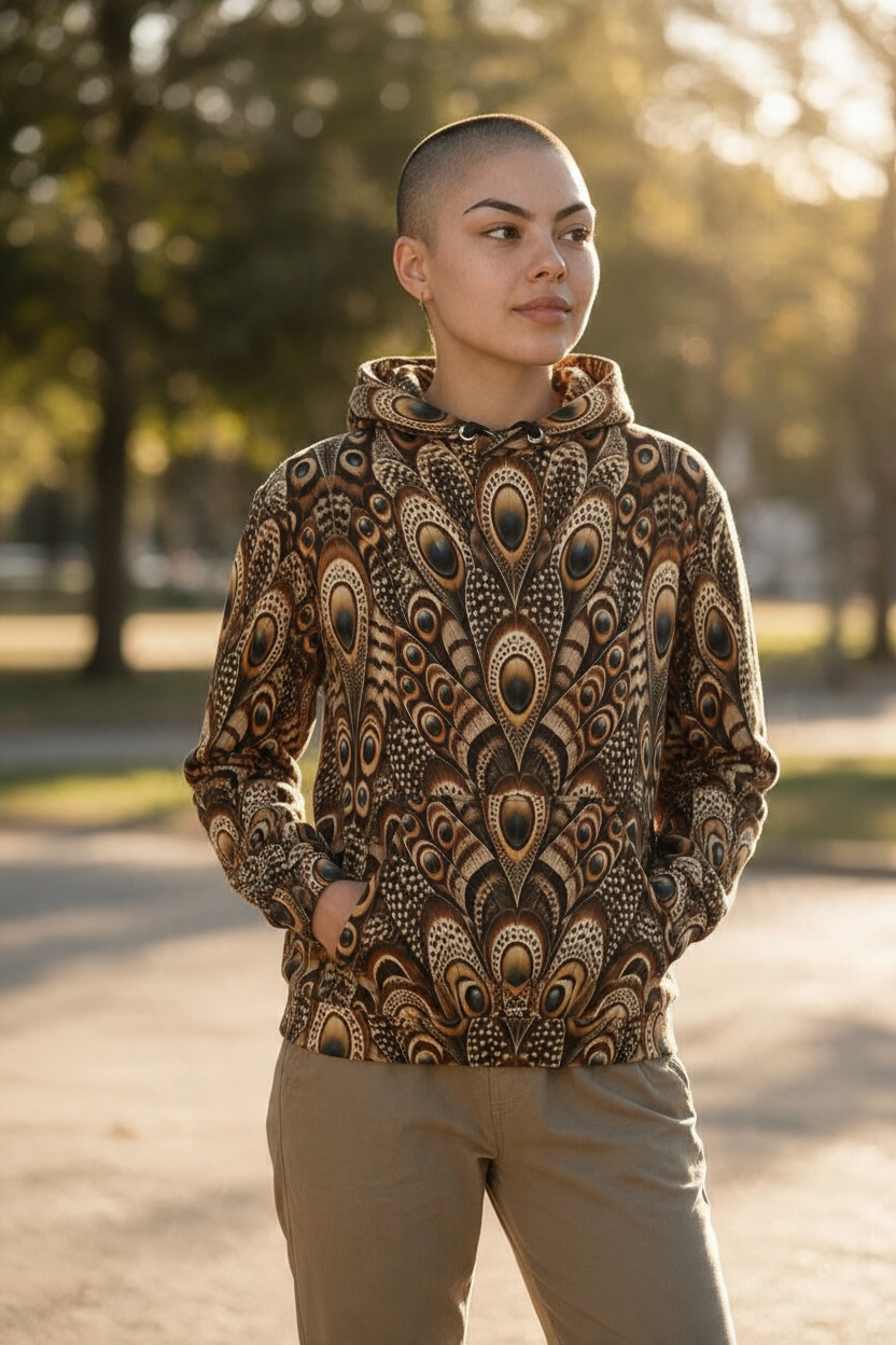 Great Argus Pheasant Feather Hoodie | Nature’s Original Camouflage
