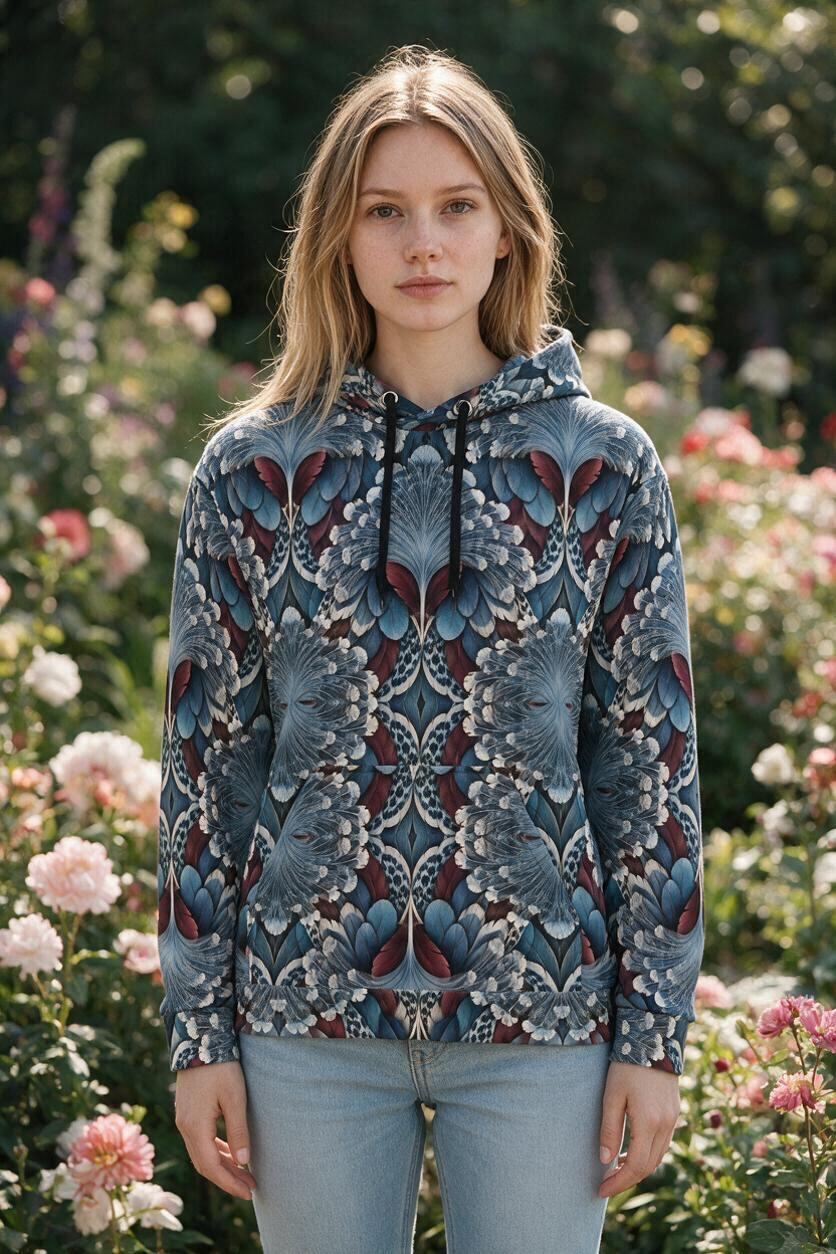 Victoria Crowned Pigeon Feather Hoodie | Nature’s Original Camouflage