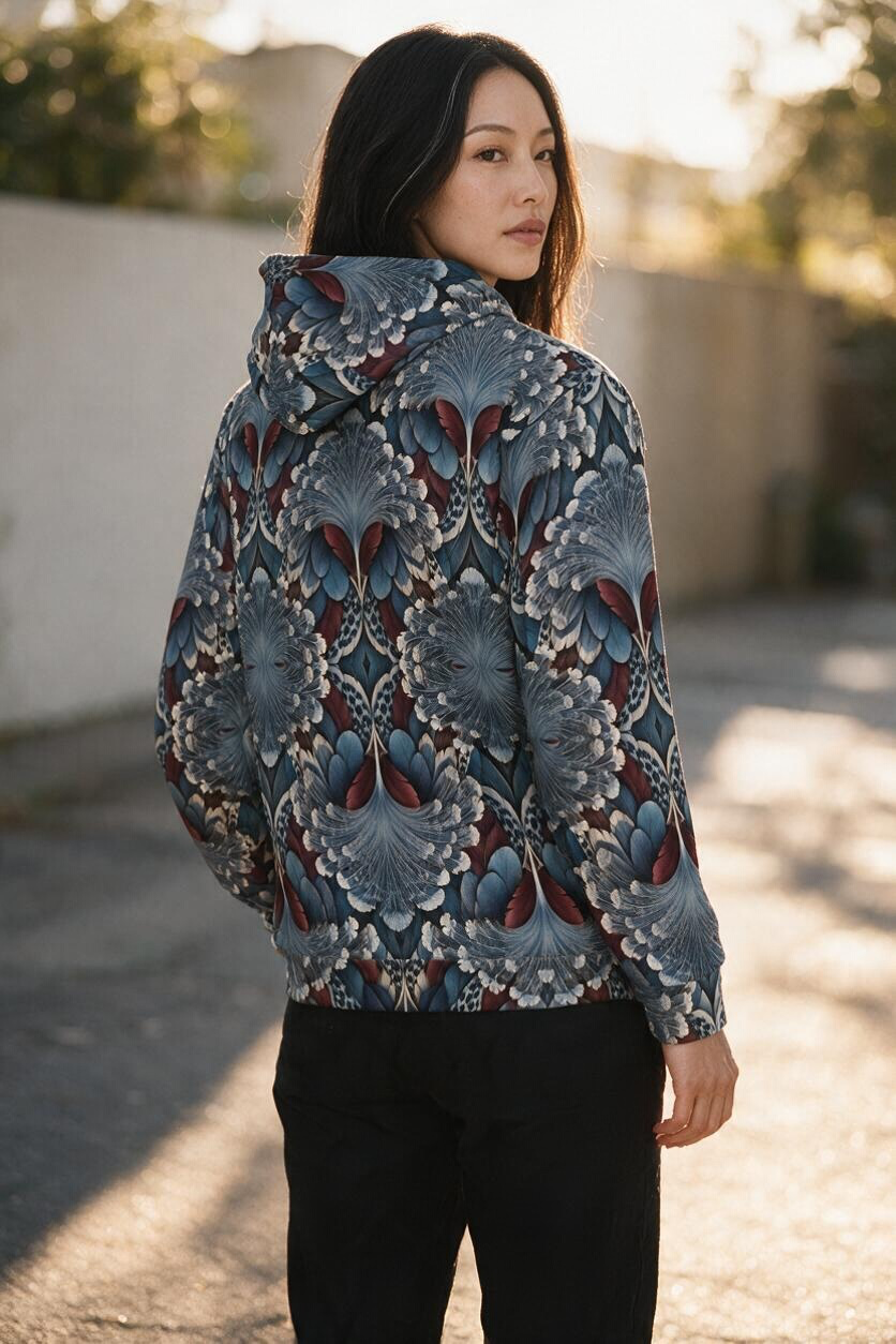 Victoria Crowned Pigeon Feather Hoodie | Nature’s Original Camouflage