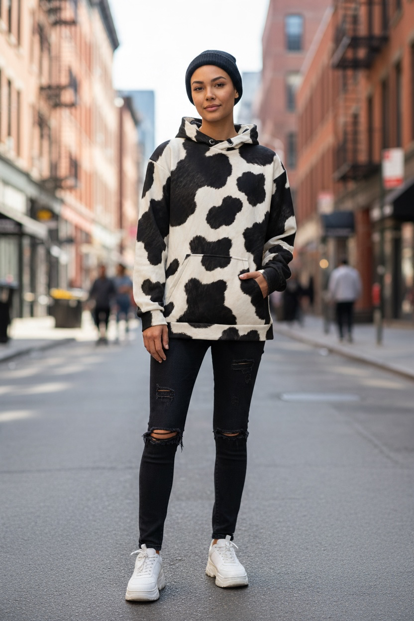 Cow Print Hoodie