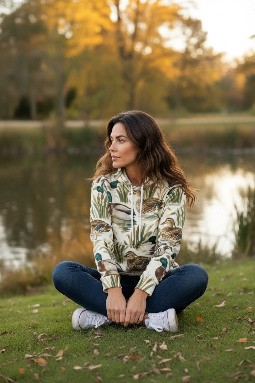 Mallard Duck Hoodie – Vintage Wetland Wildlife Print