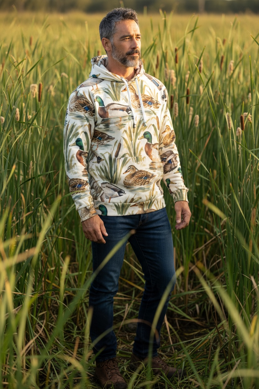 Mallard Duck Hoodie – Vintage Wetland Wildlife Print
