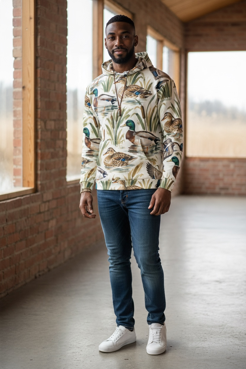 Mallard Duck Hoodie – Vintage Wetland Wildlife Print
