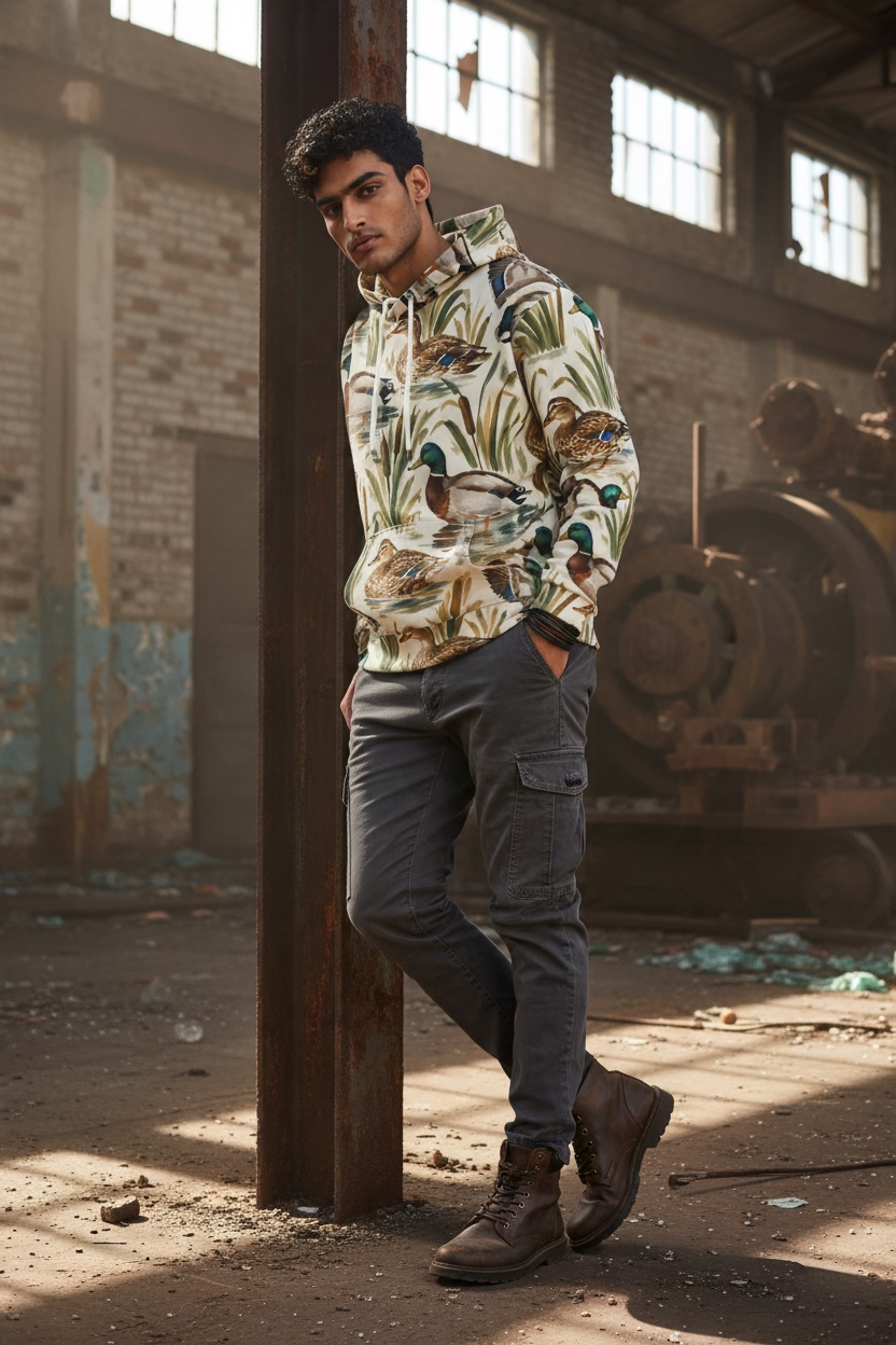 Mallard Duck Hoodie – Vintage Wetland Wildlife Print
