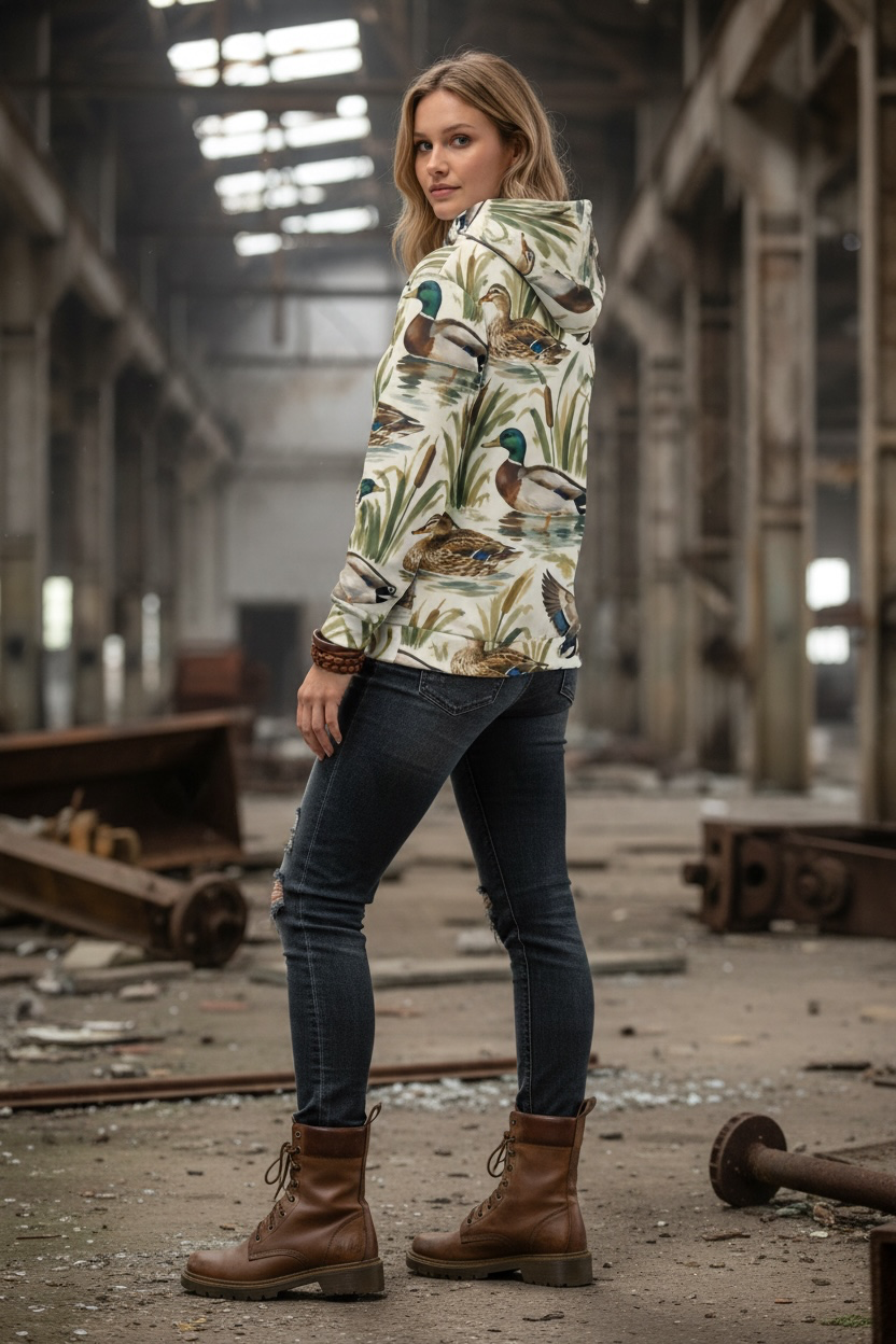 Mallard Duck Hoodie – Vintage Wetland Wildlife Print